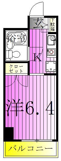 コスモ亀有V(1K/13階)の間取り写真