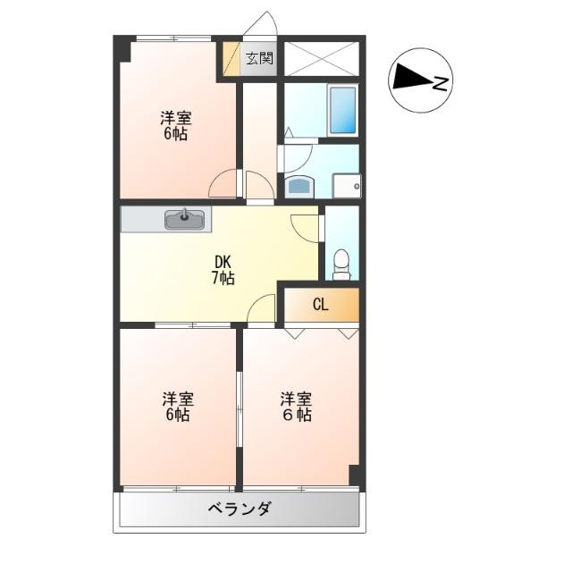グランメール岩田(3DK/3階)の間取り写真