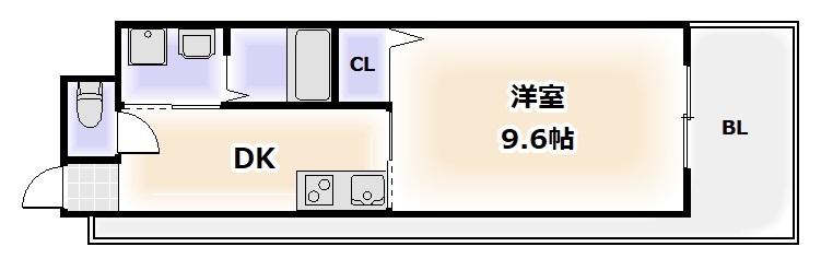 フォレスト西道頓堀(1DK/13階)の間取り写真