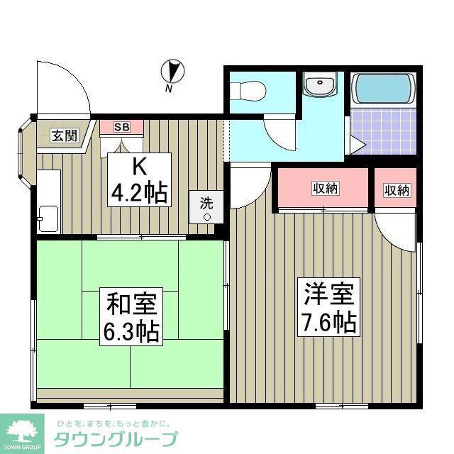 サンリバーK(2DK/1階)の間取り写真