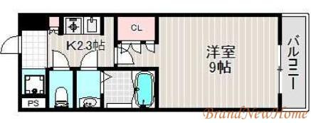 クレスト中もず(1K/2階)の間取り写真