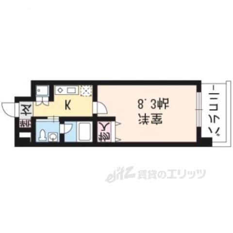 ベラジオ烏丸三条(1K/2階)の間取り写真