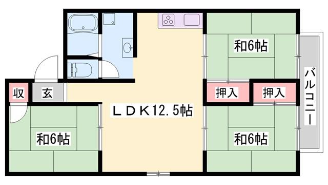 ガーデンハウス(3LDK/1階)の間取り写真