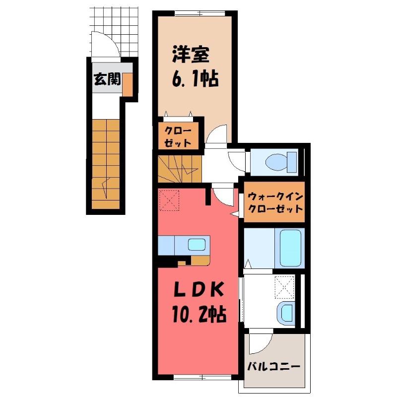 クラール 大島 B(1LDK/2階)の間取り写真