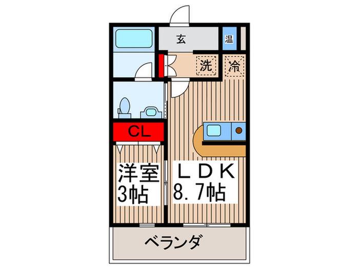 ヴィラ・デル・ソル(1LDK/2階)の間取り写真