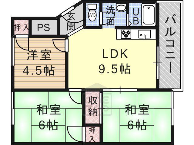 マンション沢良宜(3LDK/5階)の間取り写真