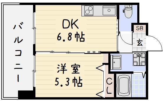 フェルト127(1DK/11階)の間取り写真