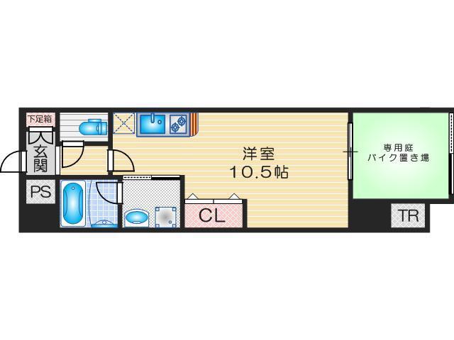 アーバネックス豊中(ワンルーム/1階)の間取り写真