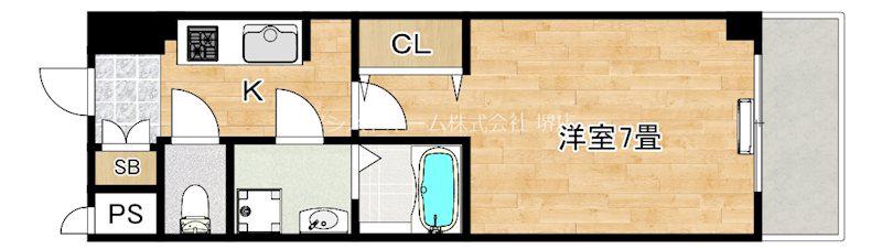 S-RESIDENCE堺浜寺AXIAL(1K/3階)の間取り写真
