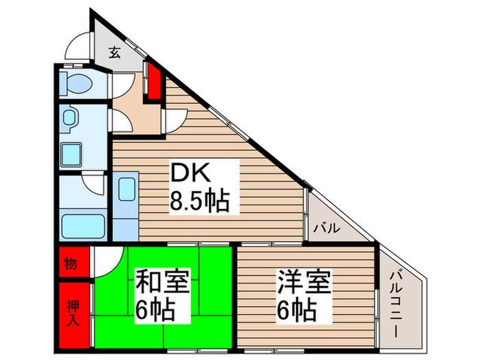 コーポめだか(2DK/1階)の間取り写真