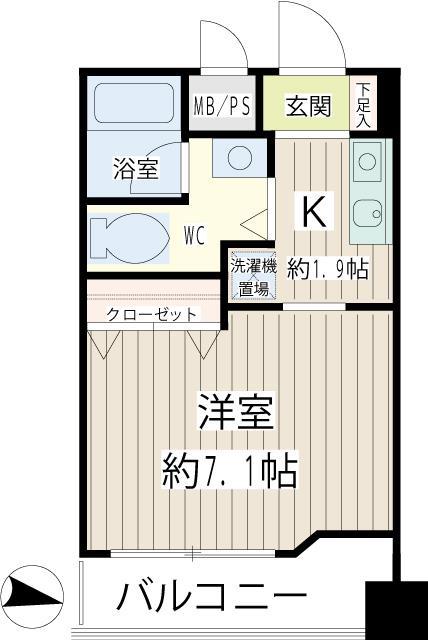 グランハウス宮崎台(1K/4階)の間取り写真