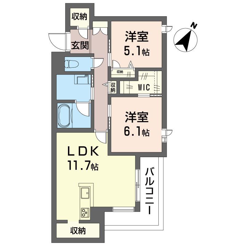 イルアーバン浦和領家(2LDK/3階)の間取り写真