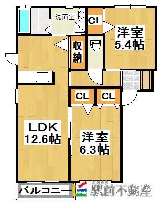 コンフォート恵比寿B棟(2LDK/1階)の間取り写真
