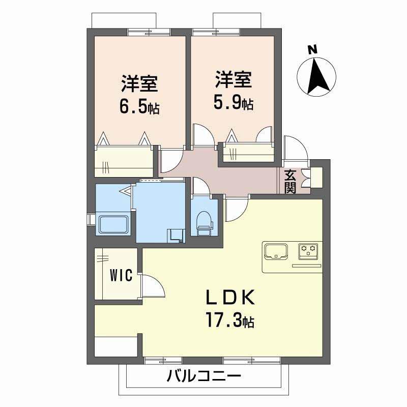 グローリータウンB(2LDK/2階)の間取り写真