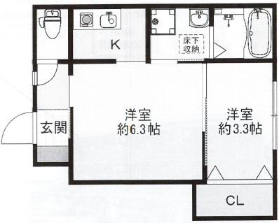 クレオ春日町(1DK/1階)の間取り写真