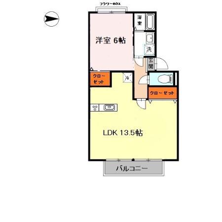 パルコート林I(1LDK/2階)の間取り写真