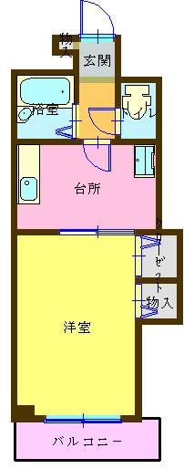 グリーンハウス(1K/3階)の間取り写真