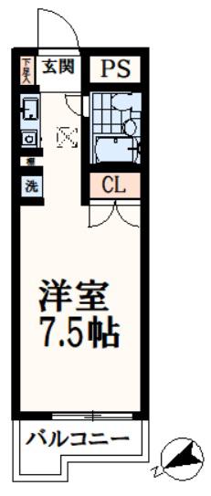 ハイム・ペルレ(ワンルーム/3階)の間取り写真