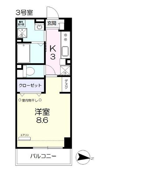 8LEAF大元(1K/5階)の間取り写真