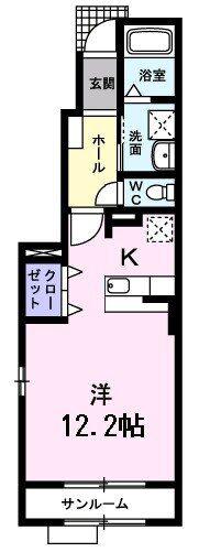 ヒルサイドタウンF(1K/1階)の間取り写真