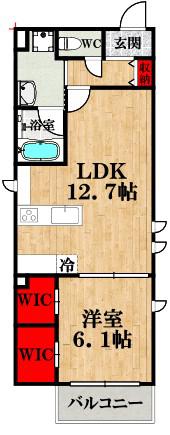 メゾン夕陽丘サウスコート(1LDK/3階)の間取り写真