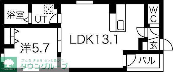 DEVELD橘(1LDK/3階)の間取り写真