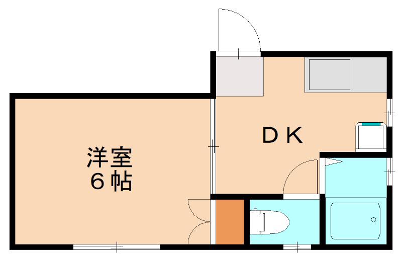 コーポ大野城(1DK/2階)の間取り写真