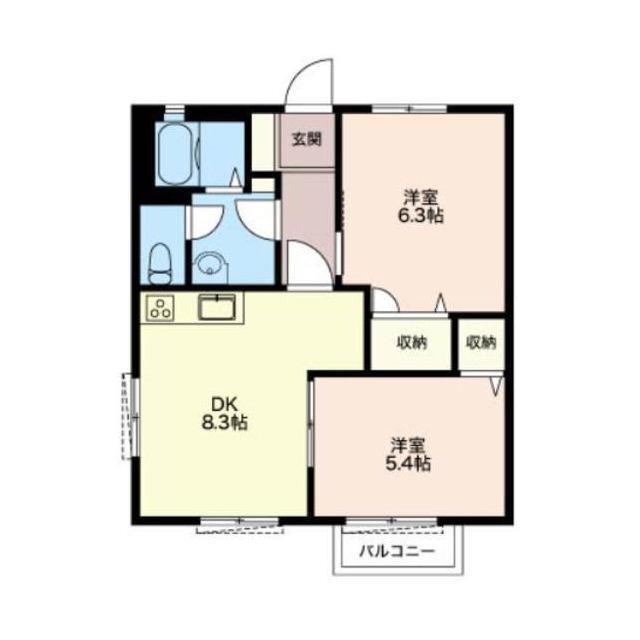 プランド-ルA棟(2DK/1階)の間取り写真