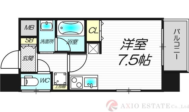 パークフラッツ東三国(ワンルーム/2階)の間取り写真