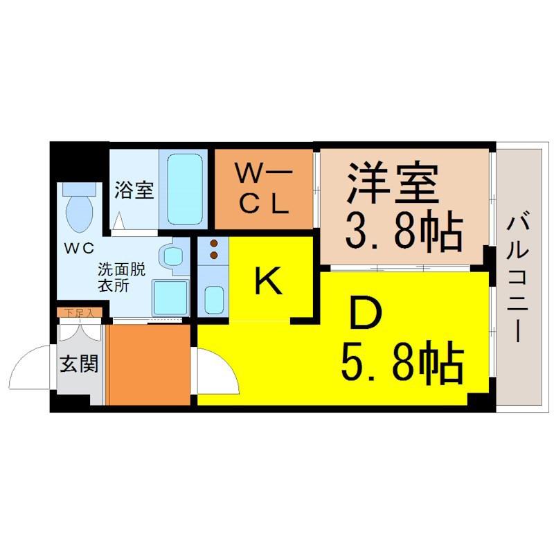 KDX千早レジデンス(1DK/7階)の間取り写真