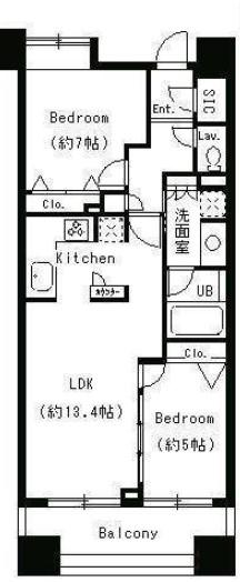 パークキューブ日本橋水天宮(2LDK/6階)の間取り写真
