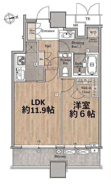THE TOWERS DAIBA ウエスト(1LDK/3階)の間取り写真