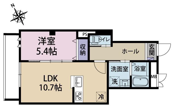KINONE用賀(1LDK/3階)の間取り写真