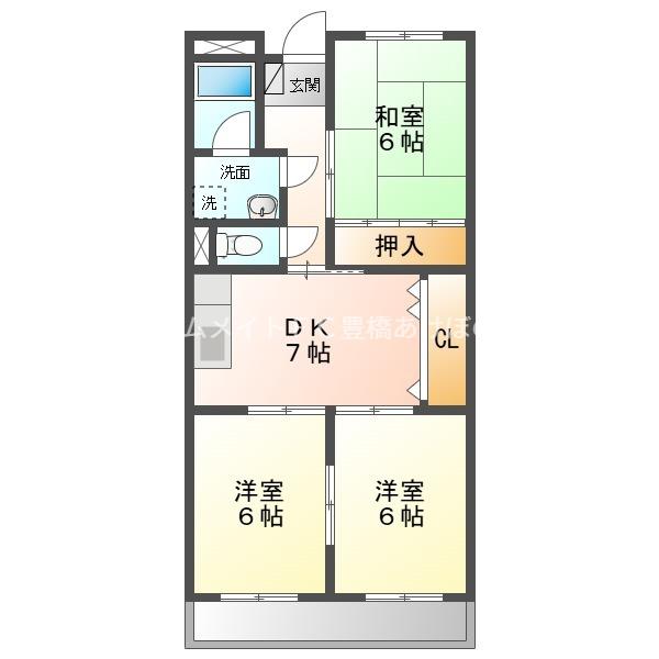 LIMPIA大山(3DK/1階)の間取り写真