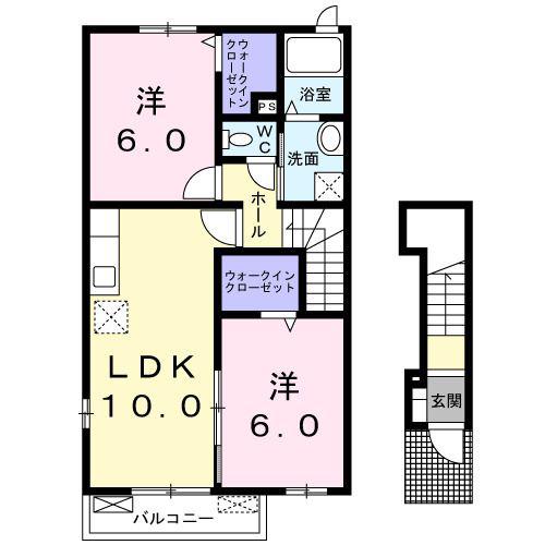アヴニール・ブリエ参(2LDK/2階)の間取り写真