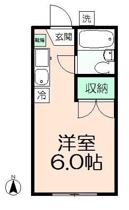 パークサイドハイツ(1K/2階)の間取り写真