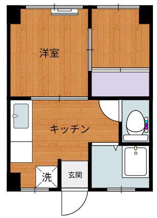 花二ハイツ(2K/1階)の間取り写真