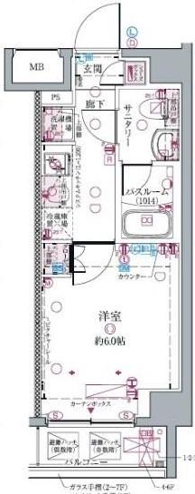 HYS 新小岩(1K/6階)の間取り写真