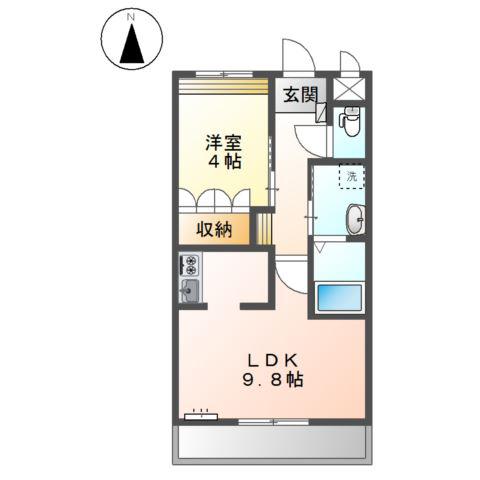 ソレイユ(1LDK/2階)の間取り写真