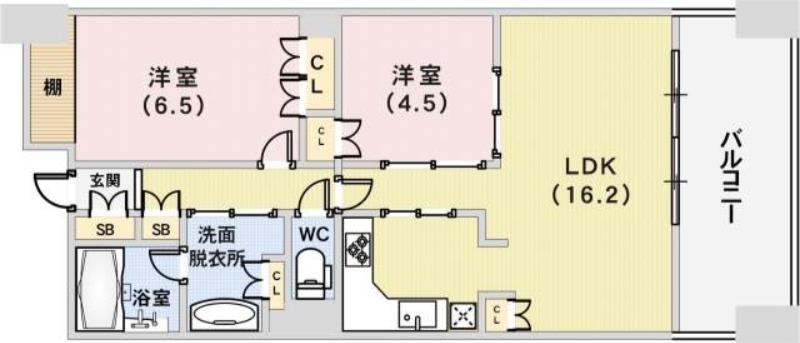 アーバネックス三宮磯辺通(2LDK/7階)の間取り写真