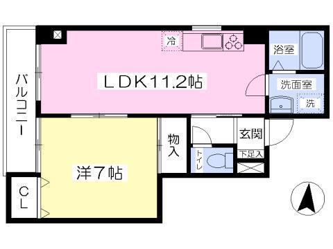 グランドゥール太陽II(1LDK/2階)の間取り写真