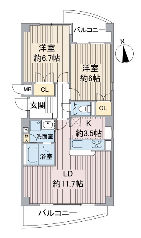 ビューテラス銀河(2LDK/1階)の間取り写真
