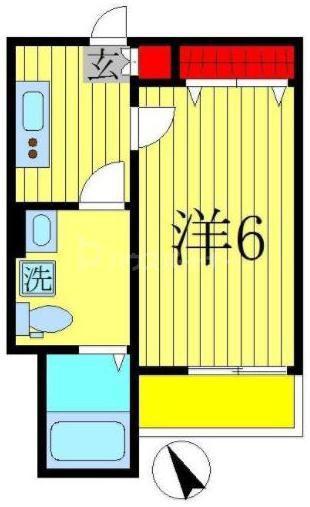 ベルメント陣屋前C(1K/2階)の間取り写真