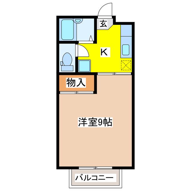 三宅ハイツB(1K/1階)の間取り写真