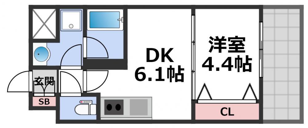 プレジオ都島(1DK/8階)の間取り写真