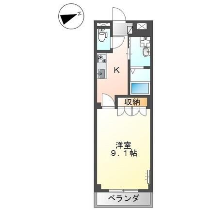 ボナールB(1K/2階)の間取り写真
