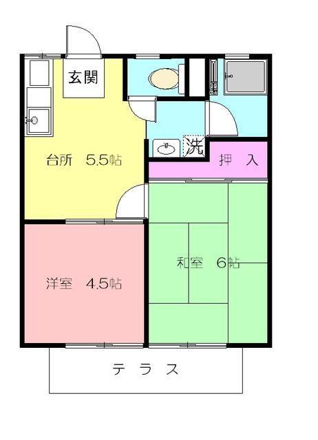 富士見ハイツ(2DK/2階)の間取り写真