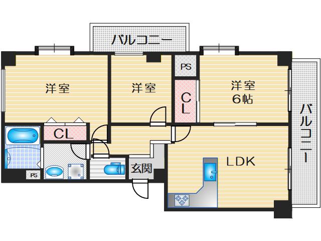 メゾンドプレジールI棟(3LDK/3階)の間取り写真