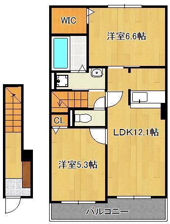 メゾンフルールII(2LDK/2階)の間取り写真