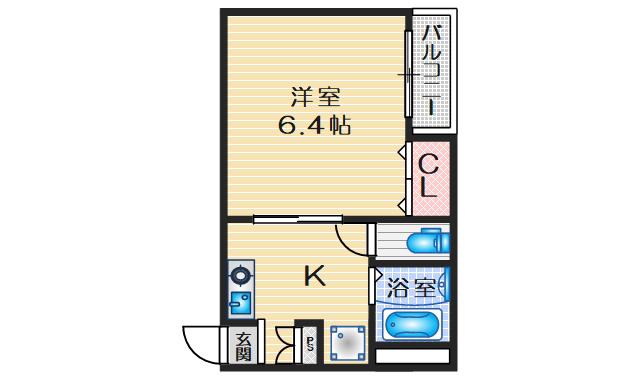 コート千里山西III(1K/3階)の間取り写真